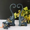 装飾的な置物象の象の彫刻装飾家の装飾誕生日お土産クラフト両親のための抽象家族像樹脂スイング