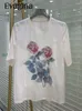 Vestidos de trabalho Evagina de alta qualidade Designer de moda de rua Conjunto de t-shirt de camiseta de impressão feminina saia plissada 2pcs 2024