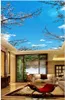 Fonds d'écran peintures murales personnalisées 3d plafonds belles cerises fleurines ciel bleu nuages blancs de soleil mural