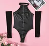 Sexy Set Ellolace Latex Womens Bodysuit With Sleeves Fantasy Rubber Zip Tops Sissy Night Club Baddie Outfit Silicone Female Q240511