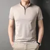 Magliette da uomo uomini 50% camicia in cotone top collare per maniche corta per estate in tessuto dobby business ufficio casual abbigliamento di moda maschio maschio