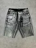 Heren shorts Designer jeans paarse denim broek heren kort hiphop gat casual knie lenght Jean Clothing 29-40 maat