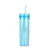 Кружки с двойной стенкой прозрачной многоразовой пластиковой тумблер с соломенной водой с соломенной водой с соломенной водой