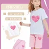 2pcs Girls Roupos Sets Roupa de verão Crianças Flower Heart Manga curta Camiseta Tops shorts
