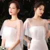 Blouses feminina Mulheres pura tule plissada xale de casamento shrestone pérola contas de capelet branco bolero vintage alto encoberto de encolher de ombros