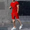 Ruos masculinos Mens Summer Summer Solid Color Sportswear 2 Conjuntos de roupas respiráveis estilo 3D T-shirt shorts Terno