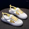 Chaussures décontractées du sac en cuir doux pour femmes Sandales sport Sandales Étudiant Summer Trim complet Sole plate blanc