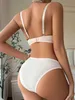 Bras Sets Solid Underwire Lingerie Set Women Push Up Bra with Stl Ring Pretty Appliques Women Underwear Panty Everyday Brassiere Sets Y240513