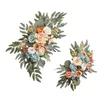 Fleurs décoratives 2 pièces de mariage arc couronne de swag floral fond de toile de fond de soie suspendue à la main pour la cérémonie de décoration de porte d'entrée mur d'ornement