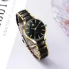 Montre-bracelets 2pcs / ensemble Black Gold Business Leisure Couples Watch Set Gift Choice