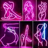 Znak LED Neon LED Neon Lady Night Light Light Hanging Decor Neon na kieliszek do wina sypialnia USB Neon Light R230613 LL