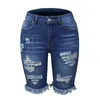 Dames jeans metzz dames met midden getailleerde water gewassen gescheurde broek gebleekte en franjes middelste denim shorts