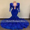 Royal Blue Sparkly Sequins Mermaid Prom Dress 2022 For Black Girls Aso Ebi Party Dress African Evening Gowns Formal Robe De Bal 0415 247d