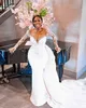 Aso Ebi 2024 Ivory Mermaid Wedding Dresses Beaded Crystals Lace Vintage Detachable Train Bridal Gowns Dress ZJ001