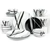 Assiettes 16 pièces rondes de vaisselle de vaisselle en noir et blanc Metro Stoare Dish lave-vaisselle bols pour 4