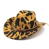 Cinto de estilo britânico chapéu de feltro macio para homens e mulheres tips -chapéu de plantão de lã de lã de lã jazz chapéu de leopardo ocidental chapéu de cowboy
