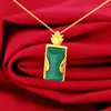 Pure Natural Jade Emerald Kamień Naszyjnik do unisex 14 K Gold Color Bizuteria Bijoux femme Joyas 240511