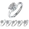 Bröllopsringar 1/2/3 karat Mosilicone Ring% 925 Sterling Silver Laboratory Diamond Justerbar Open Solid Ring Classic Wedding Q240511