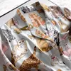 Autumn Womens Silk Soft Sleepwear Flip Collar Button Open Cardigan Conjunto feminino 2 Roupa de sono para impressão de gato fofo 240511