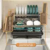 Storage de cuisine Storage 1/2 Dish Bol Drawer Rack Séchage avec panier de drainage Volent de table Organisateur Drain