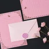 Hediye sargısı romantik pembe zarf seti kağıt kartpostal balmumu mühürleri kutsama teşekkür boya baskıları dekorasyon