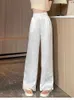 Pantalon féminin Capris Nouveau 2024 Pantalon lâche de jambe large printemps / été adaptée aux femmes Chine et blanc chinois hauts hauts jacquard pantalon femme y240509