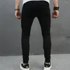 Мужские джинсы уличная одежда мужчина стильные отверстия стройные брюки хип -хоп мужчины разорванные джинсовые штаны плюс 5xl 6xl