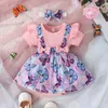 Vestidos de menina vestido para crianças de 3 a 18 meses de manga curta roxa princesa de borboleta formal vestidos ootd para recém -nascido baby girll2405