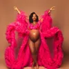 Африканская ярко -розовая одежда для беременных для фотосессии или детского душа ruffle tulle Chic Женские платья выпускной