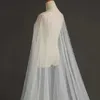 Wedding Hair Jewelry Womens Cape Pearls Bridal Shoulder Veil Long Wedding Cloak Evening Cape Jacket for Women Bolero Soft Tulle Shawl Wedding Accessories VG17