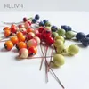 Decorative Flowers 50pcs/lot ALLIVA Foam Berry Simulation Fruit Garland Material Christmas Rattan Circle Decoration 6 Colors