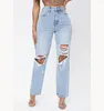 Jeans femminile ecoine azzurra cavità di jeans pantaloni dritti streetwear coving whow wight wight waist pantaloni autunno autunno