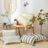 Pillow Yellow Black Cotton Jacquard Cover 45x45cm/30x50cm Tassels Sofa Bed Home Decoration PillowCase Sham