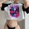 Kvinnors T -skjortor Tokio El Streetwear Gothic Crop Top Female Kawai Harajuku 2000 -talets manga beskuren tee
