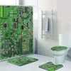 Cortinas de chuveiro Close Up of Green Computer Circuit Board Tecnologia Banheiro Conjunto