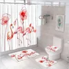 Shower Curtains Tropical Plant Flower Bird Flamingo Curtain Bath Mat Sets Animal Green Leaves Bathroom Screen Toilet Cover Anti-slip Rugs