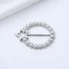 Broschen koreanische Imitation Perlenstern Brosche Seidenschalschnalle Runde Schalring Clip-Schals Befestigungselement T-Shirt Accessoires geknotet