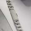 2022 Populär krossad isad 20 mm VVS Moissanite Diamond Sier Miami Cuban Link Chain