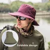 Kova Şapkası Erkekler için Düz Renk Büyük Brim Fishing Cap Su Geçirmez Açık Kamp Yürüyüş Balıkçı Şapkası Gorra Çift Anti-UV Güneş Kapağı 240507