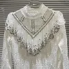 Camicie da donna 2024 strass invernale con perline per perline a maniche lunghe eleganti eleganti camicia bianca camicia in pizzo bianco camicetta femmina