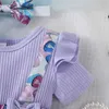어린이를위한 소녀의 드레스 드레스 3 ~ 18 개월의 짧은 소매 보라색 나비 공주 공식적인 롬퍼 드레스 OOTD 신생아 아기 girll2405