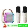 Sistema de altavoces portátiles Bluetooth 5.3 PA para karaoke K12 con micrófonos inalámbricos 1-2 - Entretenimiento ideal para el hogar para las familias Regalos para niños
