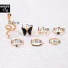 Cluster Rings Bohemia Geometric Kunckle Ring Set For Women Black Crystal Butterfly Star Snake Shape Joint Female Party Jewelry Gift