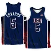 2024 25 US Basketball United States Jerseys 5 Anthony Edwards 7 Kevin Durant 4 Stephen Curry 6 Lebron James 8 Kawhi Leonard 11 Joel Embiid 14 Davis 13 Bam Adebayo Team