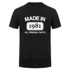 T-shirts voor heren grappige vaders dag cadeau gemaakt in 1981 Limited Edition Birthday Gift Humor t-shirt voor mannen Daddy echtgenoot verrast t-shirt T240510