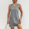Casual Dresses Womens Sleeveless Mini Tank Dress Workout Sport Sundresses Athletic With 2 Pockets Vestido Robe Vestidos 2024
