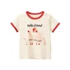 T-shirts 2023 Korean Summer Flower Short Sleeve T-shirts For Girls 2-8 Years Cotton Toddler Girl Tops Baby Girl Tees Clothes T240509