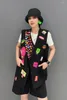 Kadın Yelekleri Qing Mo Black 2024 Yaz Ağır Sanayi Yelek Kakma Elmas Çıkartma Gevşek Moda Ceket Kadınlar ZXY047