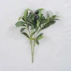 Decorative Flowers With Olive Fruit Artificial Branch Handmade Elegant Fake Plants Plastic Green Leaf Bedroom