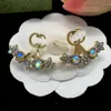 Women's Designer Earrings Fashion Luxury Double Flower All Beige Agate Clover Earrings Brand Luxury Earrings Jewelry